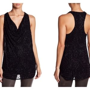 NEW Alice + Olivia Mae Embellished Cowl Neck Tunic  Size XS